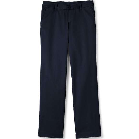 NWT LANDS' END WOMEN'S PLAIN FRONT CHINO PANTS CLASSIC NAVY UNHEMMED 0 - Picture 2 of 6